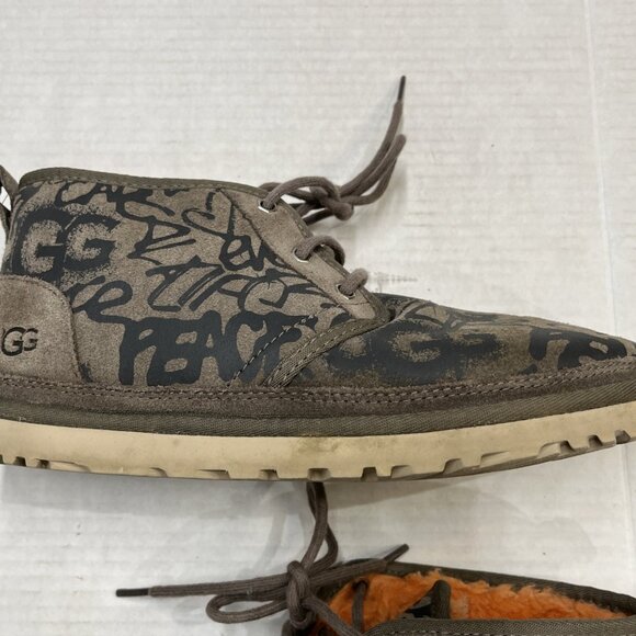 UGG Neumel Street Graffiti Boots Slate Womens 10 Orange Shearling Lined Lace Up - Picture 15 of 16